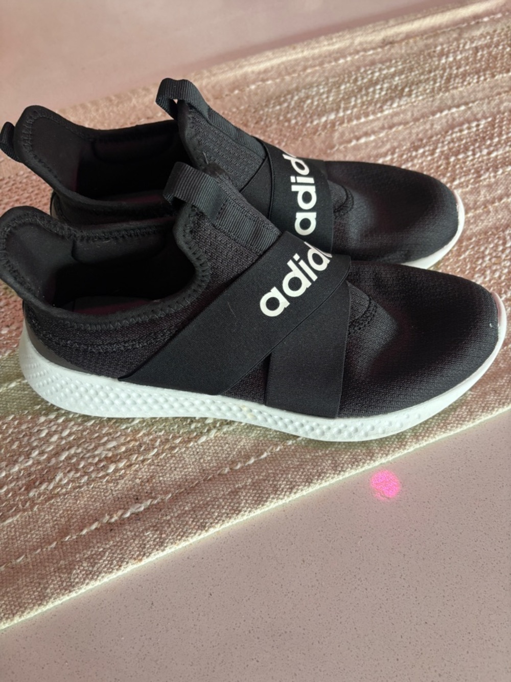 adidas Black and White Slip-On Crisscross Sneakers